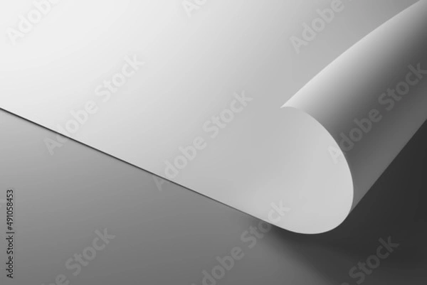 Obraz 3D render white wrapping paper, mock up, template