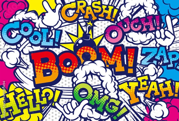 Fototapeta コミック風の吹き出し背景素材