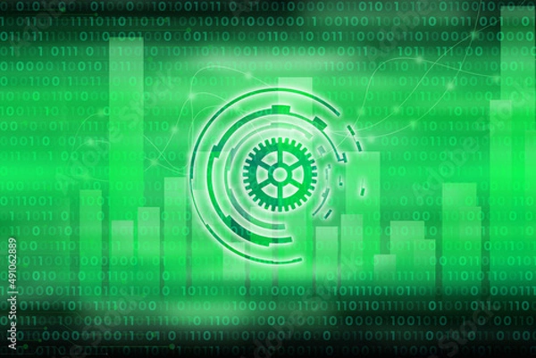 Fototapeta 2d illustration Digital Abstract technology background

