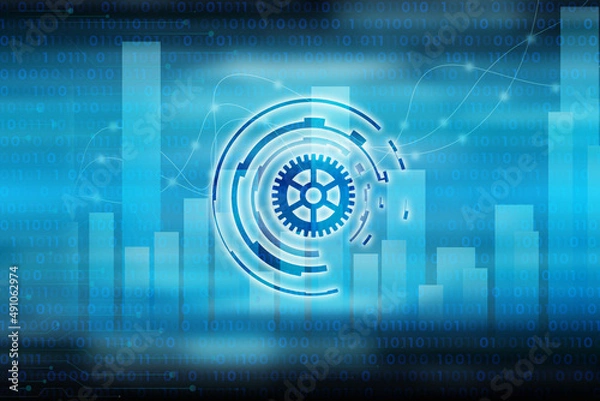 Fototapeta 2d illustration Digital Abstract technology background

