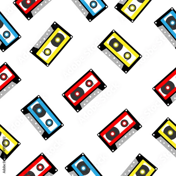 Obraz An analog audio cassette on a white background.