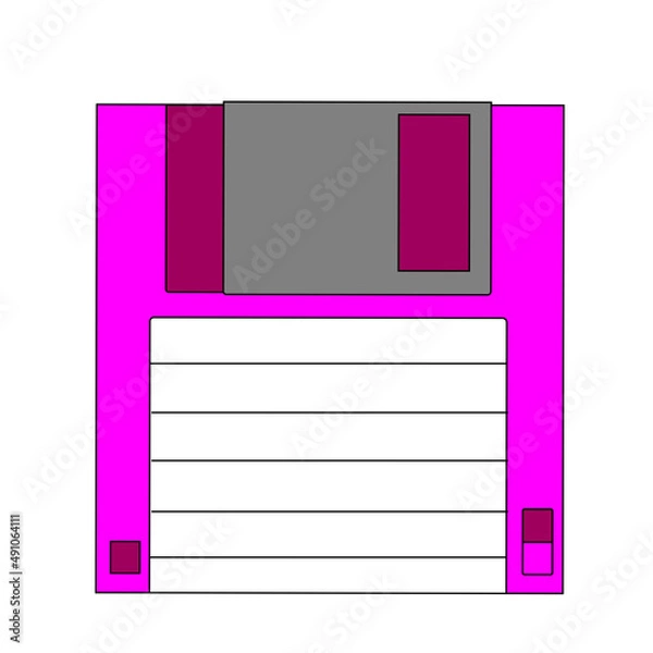 Obraz Three-inch floppy disk on a white background.