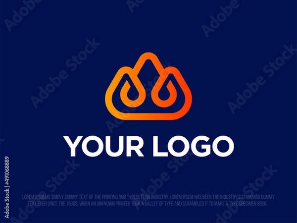 Fototapeta Modern professional logo emblem with the image of fire in the form of a loop
