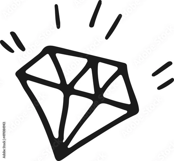 Obraz Hand-drawn diamond, decorative isolated illustration