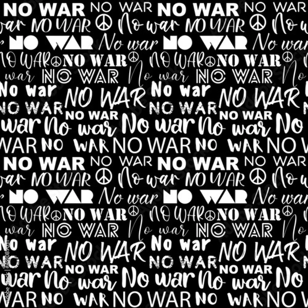 Fototapeta Seamless background with inscriptions NO WAR. Vector illustration
