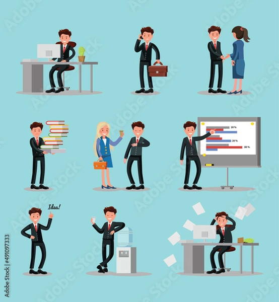 Obraz Concept of the coworking center. Business meeting. Multicultural team. Shared working environment.