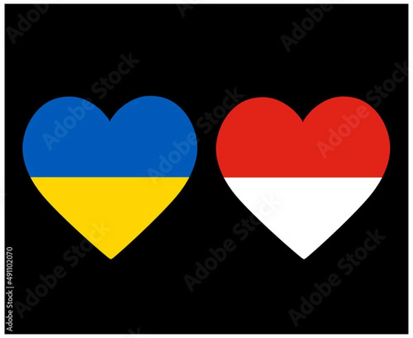 Fototapeta Ukraine And Monaco Flags National Europe Emblem Heart Icons Vector Illustration Abstract Design Element