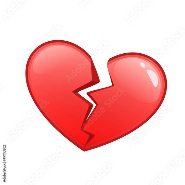 Fototapeta Vector cartoon style illustration of broken heart