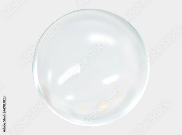 Obraz 3d white light texture of reflection on rough bubble isolated on white background. Abstract bubble glossy 3d geometric shape object illustration render with clipping path.