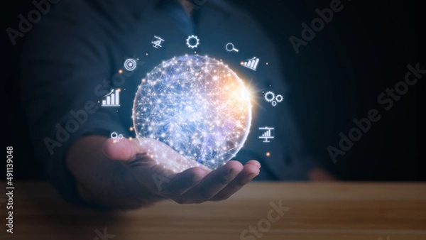 Fototapeta Skills Education Learning Personal development Competency Business and Skill concept. Elements of this image furnished by NASA.