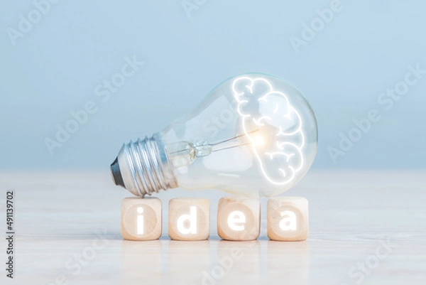 Fototapeta light bulb, Creative new idea, idea bright, and solution concepts.