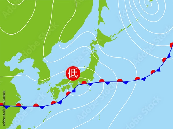 Obraz 梅雨の気圧配置図
