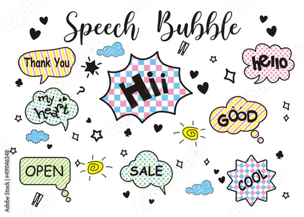 Obraz Comic handwritten speech bubble set
