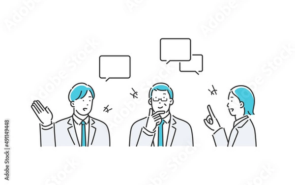 Obraz 会話する三人の会社員