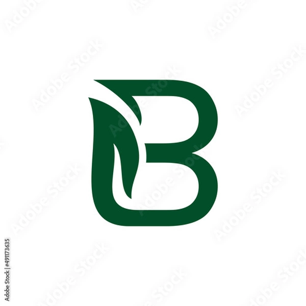 Obraz Laves and letter B combination in white background, flat minimalist vector logo design editable