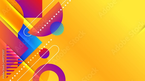 Obraz Abstract colorful orange yellow shapes presentation background. Gradient dynamic lines background. Modern mosaic blue orange Colorful geometric design background