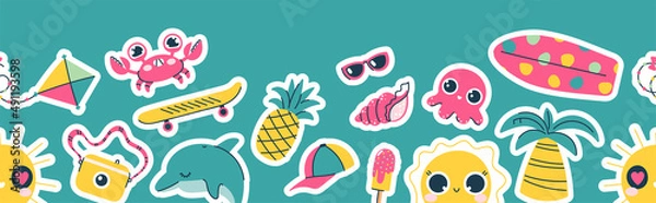 Obraz Summer border banner with stickers