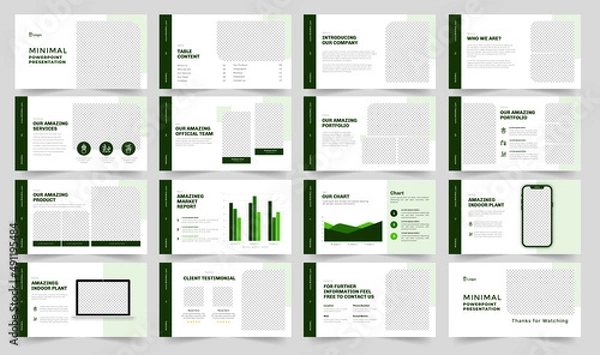 Obraz Creative Green Leaf PowerPoint Template 