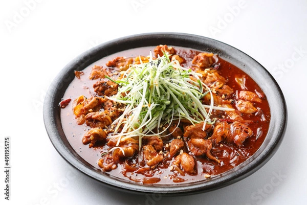 Obraz Braised Spicy Chicken with Vegetables