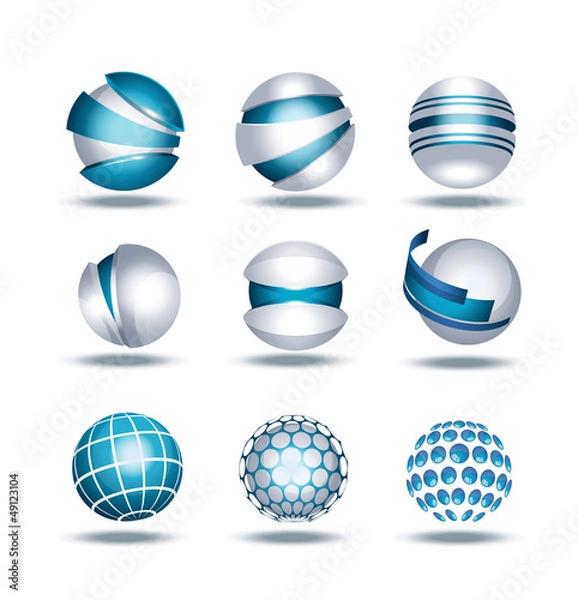 Obraz Globe sphere 3d icons set vector illustration