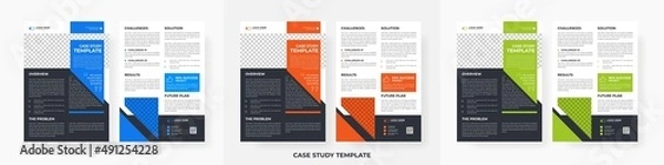 Obraz Professional case study template design, creative business case study double side flyer template