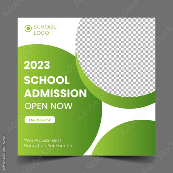 Fototapeta School admission social media post banner, educational social media post square flyer back to school web banner design template.