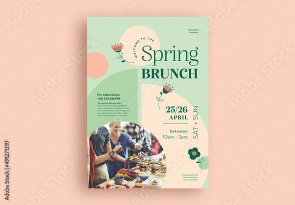 Fototapeta Spring Brunch Flyer Layout