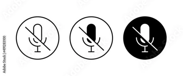 Fototapeta No Microphone sign. Microphone forbidden icons button, vector, sign, symbol, logo, illustration, editable stroke, flat design style isolated on white
