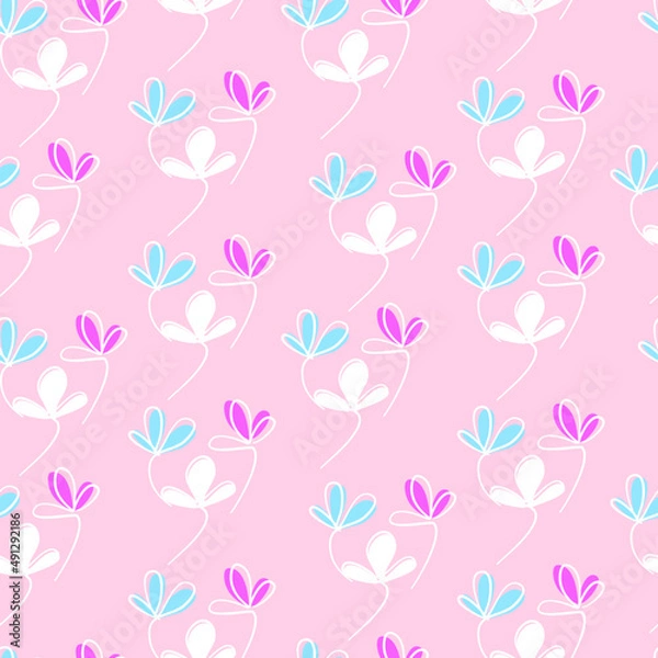 Fototapeta Vector seamless half-drop pattern, with leaves 