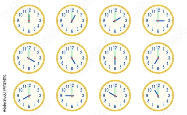 Obraz 円形デザインの時計イラストセット