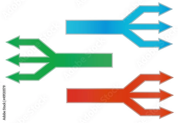 Fototapeta three arrows from one line