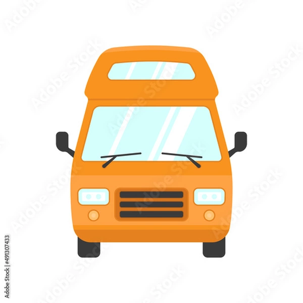 Fototapeta Van icon. Summer camp. Camper, caravan, motorhome. Color silhouette. Front view. Vector simple flat graphic illustration. Isolated object on a white background. Isolate.