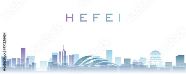 Fototapeta Hefei Transparent Layers Gradient Landmarks Skyline