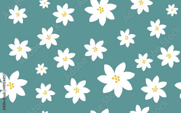 Obraz Random white flower seamless vector pattern for all purpose usage.