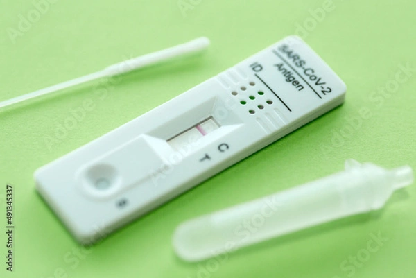 Obraz Negative test result by using rapid test device for COVID-19.