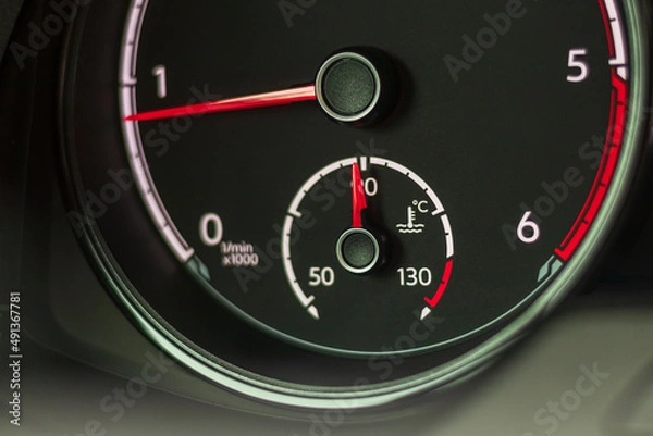 Fototapeta car. the dashboard. engine coolant temperature indicator. close-up.