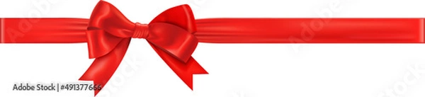 Obraz Red bow and ribbon. Realistic holiday decoration