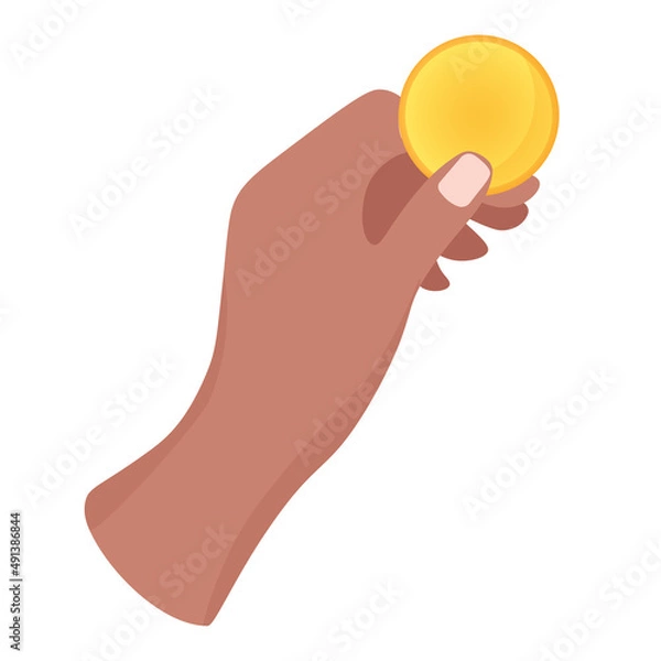 Obraz Dark skinned hand with a coin