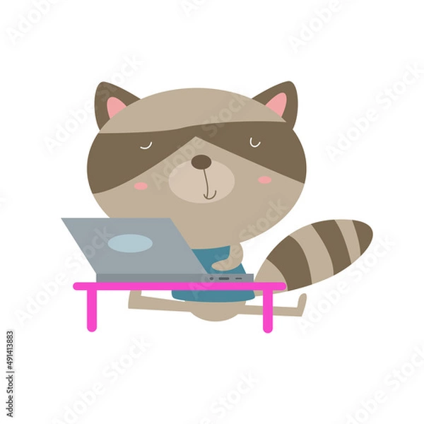 Fototapeta A variety of cute animals doing activities vector illustration