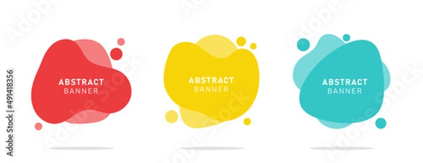 Fototapeta Set of modern flat abstract liquid blob banner