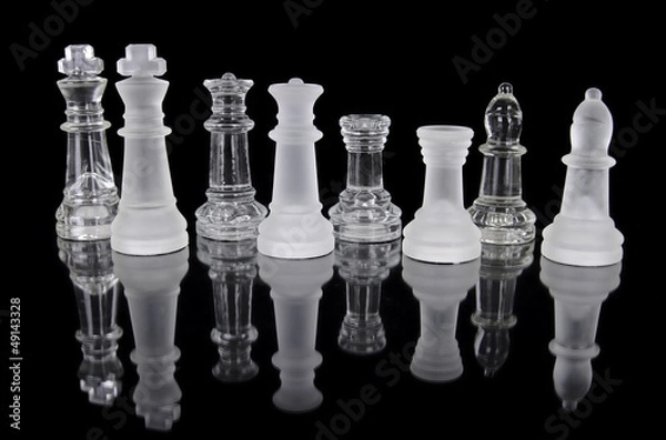 Obraz Chess pieces isolated on black background.