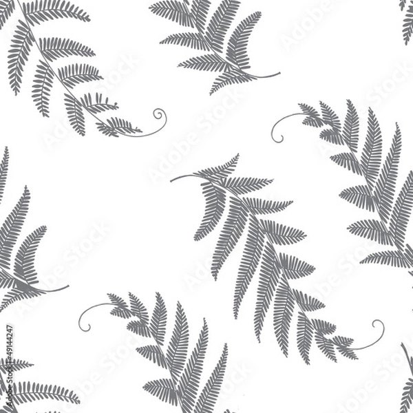 Obraz branches and leaves seamless grey