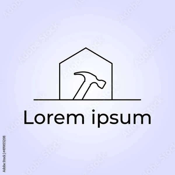 Obraz hammer logo line art icon vector design