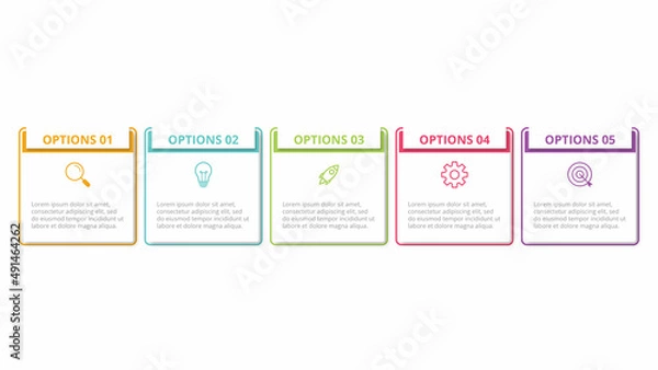 Fototapeta Business infographic 5 step element template