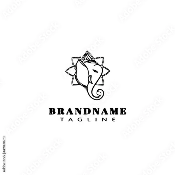 Obraz lord ganesh logo cartoon icon design template black isolated vector illustration