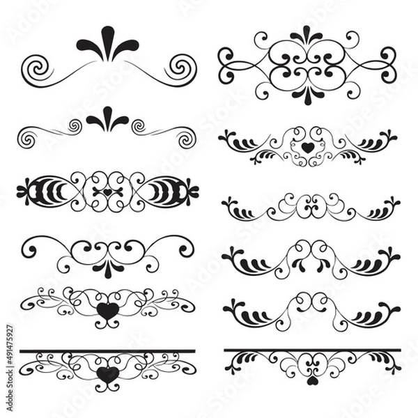 Obraz set of arabesques, graphic elements, floral decoration