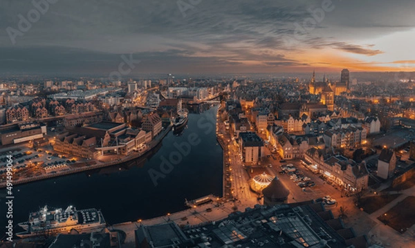 Obraz view of the gdansk city at night