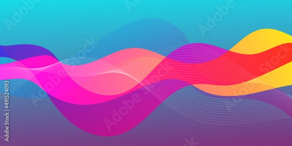 Fototapeta Modern Abstract Background with Motion Waves Elements and Vibrant Colorful Gradient Color