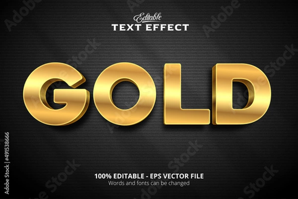 Obraz Editable text effect, Black background, Gold text