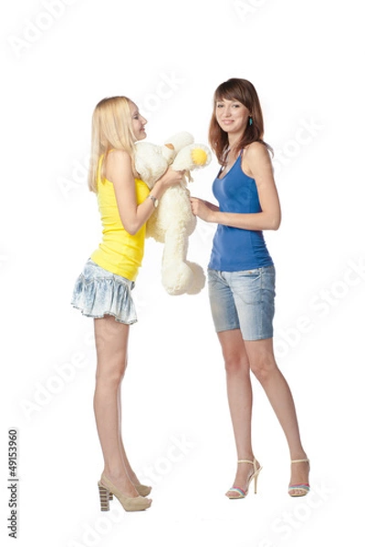 Fototapeta two sister hugging eachother